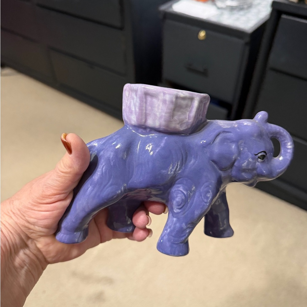 Purple Elephant Ceramic Planter